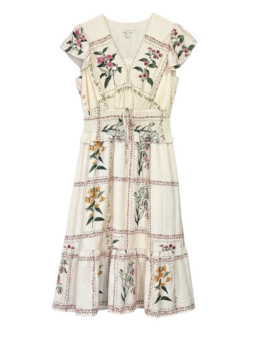 Stitch by Chenault Cream Floral Midi Dress Size Medium NWT - Picture 3 of 9